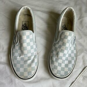 Vans Checkered Slip-On Shoes sky blue grey